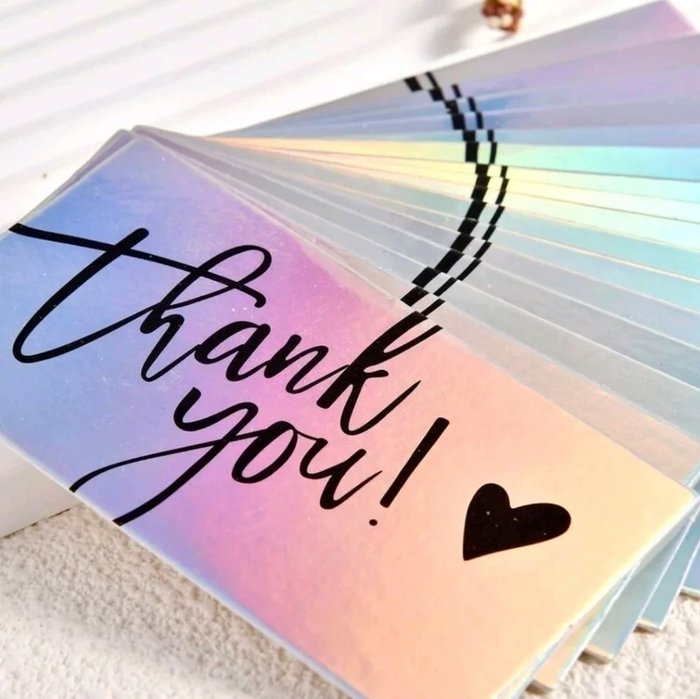 🔹️550 bundle piece 50 silver thank you cards +500 “Thank You”  silver Stickers